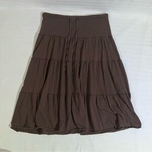 Abercrombie & Fitch Womens Y2K Midi Skirt Size M Brown Cottagecore Festival Boho